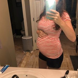 GIFTED: Motherhood maternity t shirt- coral peach